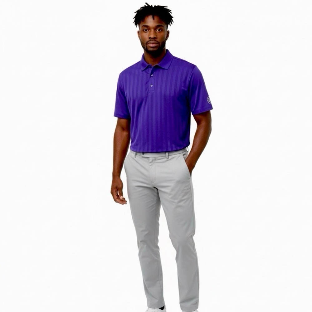FJ FOOT JOY Polo Shirt Mens Large International Country Club Purple Golf Shirt